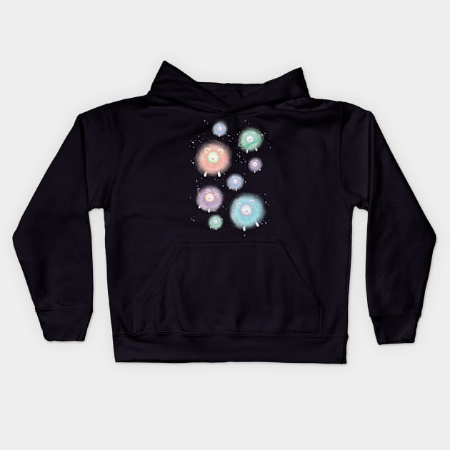 Children's Illustration Sheep in Galaxy Space - Colour Variant 1 Kids Hoodie by lizillu